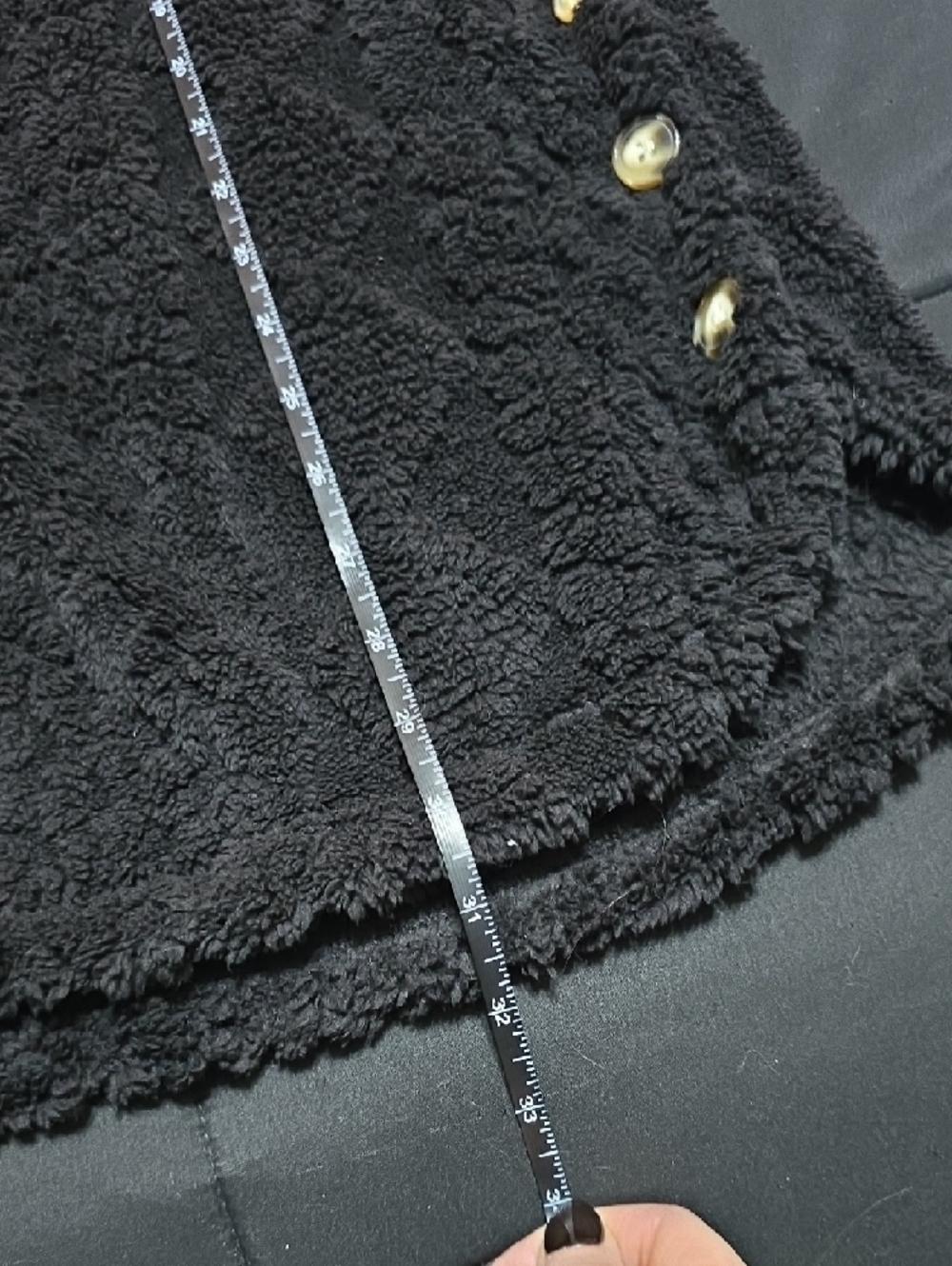 Fluffy Black Button-Up Women's Hooded Cardigan Sweater - Picture 6 of 6